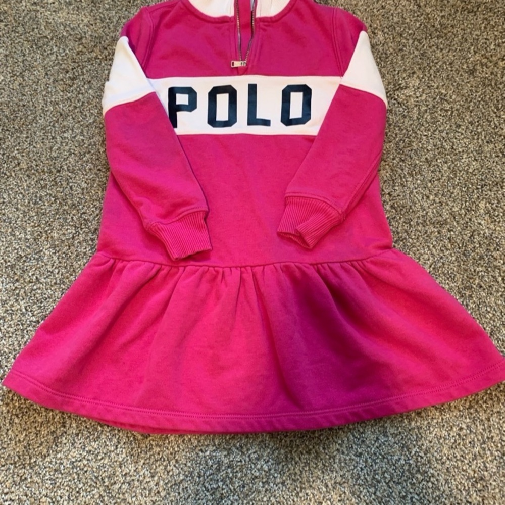 Polo by Ralph Lauren Kids Pink and White Sweatshirt Dress